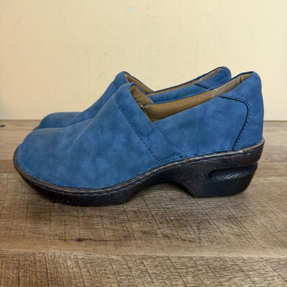 BOC Børn Women's 8 Blue Suede Peggy Clogs Comfort Nurse Shoes